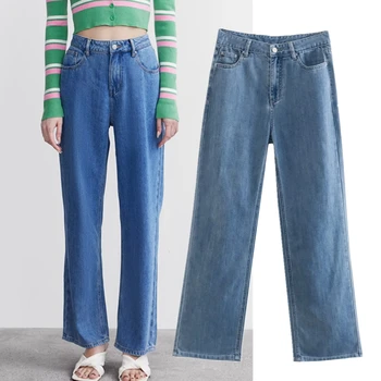 Дженни и Дэйв 2023 Новые прямые джинсы Винтажные выстиранные джинсы с высокой талией Свободные джинсовые брюки Женские джинсы в американском стиле для мам