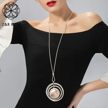 Винтажное круглое ожерелье с длинными цепочками, модные подвески Kpop, бижутерия для женщин, аксессуары, трендовые продукты 2023 года
