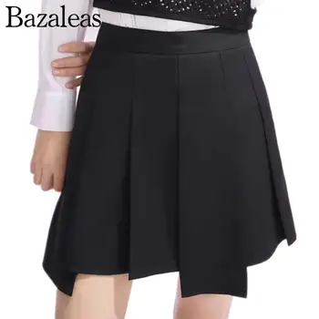 2023 bazaleas store Y2K женские короткие брюки с талией Серые Черные Нерегулярные плиссированные шорты trf юбки