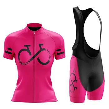 Forever Cycling Team Женская Велосипедная Одежда Летний Комплект из Джерси с коротким рукавом Для велоспорта Одежда для горных велосипедов Maillot Ciclismo Mujer