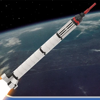 MOC Mini Mercury-ракета-носитель с красным камнем в масштабе 1: 110, строительные блоки, Космическая наука, Исследуй ракету, Кирпичная модель, игрушка в подарок