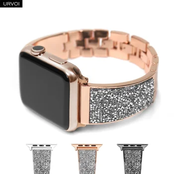 URVOI link браслет для Apple Watch серии 7 6SE5 4 3 ремешок для iwatch 41 45 мм ремешок роскошный блестящий современный браслет для девочек