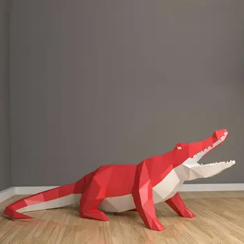 3D моделирование крокодила ручной работы Оригами Животное бумажная модель DIY Творческие поделки Пазлы Обучающая детская игрушка украшение стола