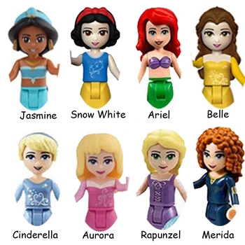 8 комплектов для девочек, Сказочная принцесса Анна Эльза, Модель белого Снега, Сборка персонажа, Сборные Игрушки для детей