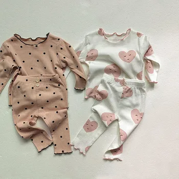2023 Осенняя одежда для новорожденных девочек, повседневная домашняя одежда, одежда для малышей, костюм из 2 предметов, одежда для мальчиков с длинными рукавами