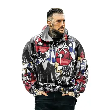 Новая весенне-осенняя мужская спортивная одежда с 3D-печатью, повседневный модный уличный свитер в стиле хип-хоп с длинными рукавами и капюшоном