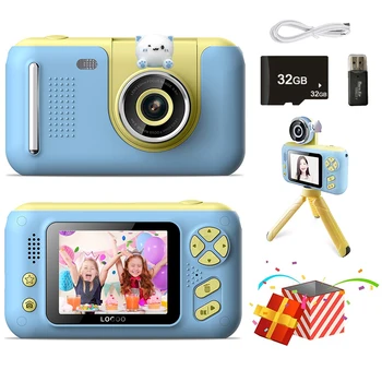 Обновленная детская селфи-камера 1080p Hd, цифровая игрушечная камера с 32 ГБ SD-карты и видео, подарки на день рождения для мальчиков и девочек