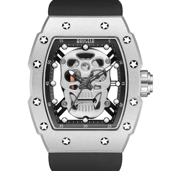 Мужские часы Miller с 3D черепом, кварцевые часы из нержавеющей стали, водонепроницаемые креативные часы, наручные часы с силиконовым ремешком.