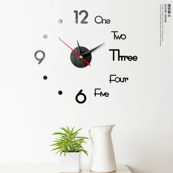 3D Цифровые настенные часы с зеркальной наклейкой, часы для домашнего офиса, настенный декор, часы для спальни, Офисные часы, настенный декор для дома