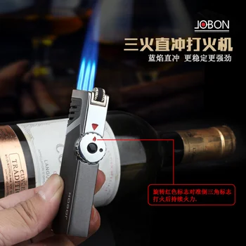2022 НОВЫЙ JOBON Jet мощный Турбо-факел с 3-пламенным бутановым надувным газовым прикуривателем Креативный Визуальный инструмент для курения топливного бака