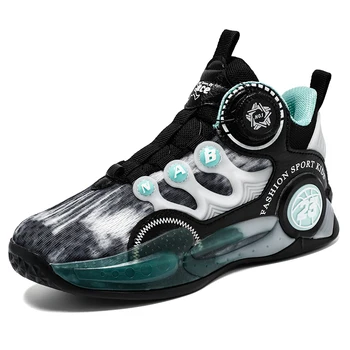 Летом 2023 года Новые баскетбольные кроссовки, Дышащая баскетбольная обувь для мальчиков, Баскетбольные ботинки с быстрой шнуровкой, Нескользящая спортивная обувь на открытом воздухе
