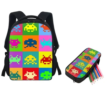 Twoheartsgirl Space Invaders Pattern Детские школьные сумки, Детские мини-сумки для книг, детские рюкзаки, чехол для карандашей, Канцелярские принадлежности, Подарок
