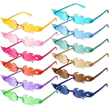 Солнцезащитные очки в форме пламени для женщин, модные солнцезащитные очки без оправы, новинка, солнцезащитные очки в оправе из ПК, UV400, очки для вечеринки, косплей, очки