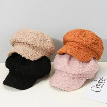Женские береты из овечьей шерсти, осенне-зимняя модная универсальная шляпа, восьмиугольная кепка художника