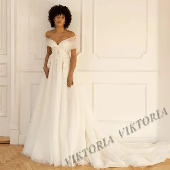 Модные Свадебные Платья VIKTORIA Для Женщин С Короткими Рукавами И Вырезом Лодочкой С Аппликацией 2023 Невесты На Заказ Vestidos De Novia