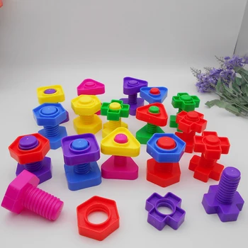 18 Пар пластиковых строительных блоков со стволами, комбинация винтов и гаек, Обучающая игрушка для сборки своими руками для детей
