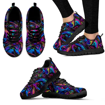 אופנה צבע פסיכדלי עיצוב נעלי סרוג בד עבה בלעדי סניקרס קל משקל חיצוני נעלי כדורסל נעליים