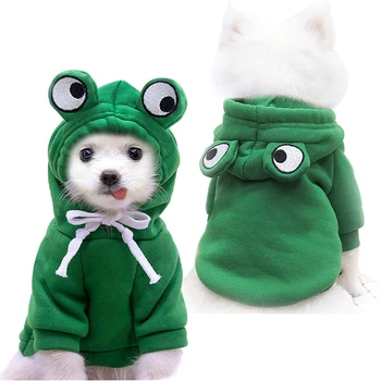 Толстовка с капюшоном для собак-базовый свитер для собак, пальто в форме милой лягушки, теплая зимняя куртка, одежда для кошек в холодную погоду, верхняя одежда для собак на Хэллоуин