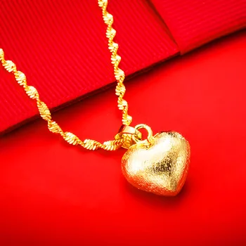 Ожерелье в виде сердца Милые ожерелья с подвесками для женщин 24K Позолоченные женские ожерелья Вечеринка День рождения Помолвка Юбилей Ювелирные изделия