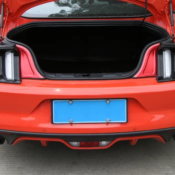 Алюминиевый интерьер автомобиля MOPAI, Декор заднего багажника, треугольные наклейки с отделкой пайетками для Ford Mustang 2015 Up Для стайлинга автомобилей