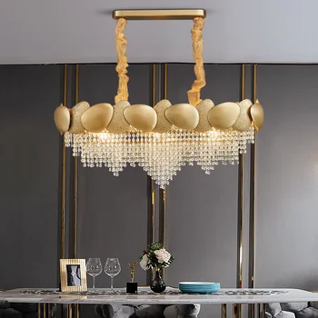Подвесная Золотая хрустальная люстра неправильной формы, Прямоугольная светодиодная лампа для ресторана, роскошной гостиной, гостиничной инженерной декоративной лампы