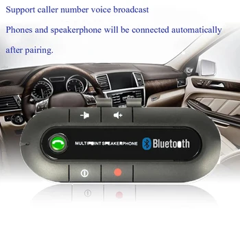 Горячая Распродажа Беспроводной громкой связи Автомобильный комплект Bluetooth 4.1 Солнцезащитный козырек Bluetooth Динамик Громкая связь MP3 Музыкальный плеер Автомобильное зарядное устройство