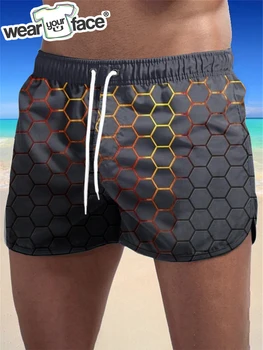 Пляжные шорты Honeycomb с 3D принтом по всему телу, летняя баскетбольная доска, спортивная повседневная мужская домашняя одежда унисекс