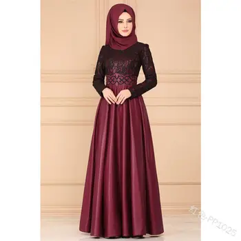 Мусульманское кружевное платье Женщины Абая Дубай Турция Арабское Исламское Тонкое платье с длинными рукавами Кафтан Хиджаб Платье в Саудовском Мусульманском национальном стиле