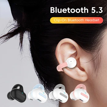 Зажимные наушники Bluetooth 5.3 Беспроводные наушники с кнопкой управления микрофоном, Шумоподавляющие заушники, Водонепроницаемая гарнитура