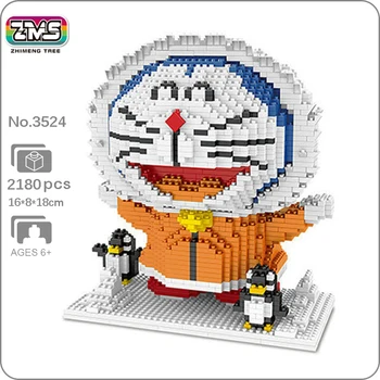 ZMS 3524 Аниме Doraemon Cat Робот, Южный полюс, Пингвин, Домашнее животное, мини-алмазные блоки, Кирпичи, Строительная игрушка для детей, подарок без коробки