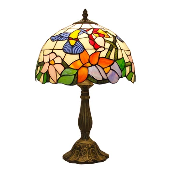 Настольная лампа на основе смолы в Средиземноморском стиле, Европейская спальня, Ресторан, Бар, Кофейня, Прикроватная тумбочка из витражного стекла
