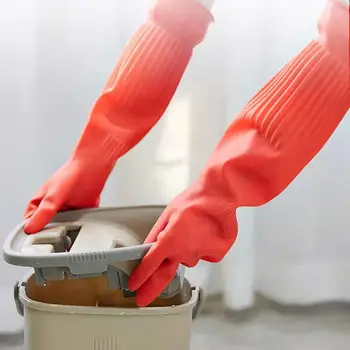 Латексные перчатки для мытья посуды Удлиненные Толстые Нескользящие Износостойкие Кухонные Принадлежности Уборка по дому Автомойка Одежда Резиновые перчатки