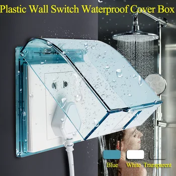 Пластиковый настенный выключатель с водонепроницаемой крышкой, Двойная розетка 86-го типа, водонепроницаемая коробка для ванной, туалета, Двойная защита от брызг