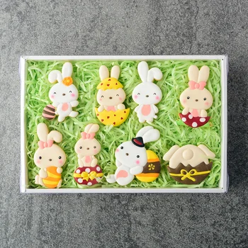 Мультяшный кролик Сделай сам 3D Пресс для печенья, штамп, Формы для выпечки сахарной пудры, инструменты для украшения торта, милый Пасхальный кролик, форма для печенья