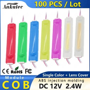 100 из светодиодной рекламной лампы Коробка Модуль источника света COB Водонепроницаемый IP65 ABS Инжекционная линза Красный Зеленый Синий Желтый Розовый Белый Теплый