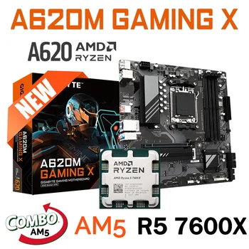 Материнская плата Socket AM5 Gigabyte A620M GAMING X для настольных ПК DDR5 с процессором AMD Ryzen 5 7600X Kit 128 ГБ PCI-E 4.0 Материнская плата AMD A620