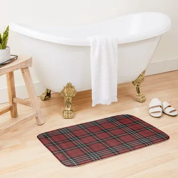 Коврик для ванной в красную, белую и черную клетку с саржевым рисунком, коврик для ванной