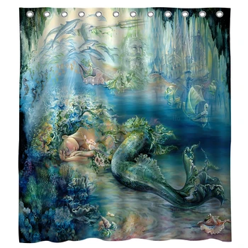 Портреты спящих Русалок и императоров подводного мира, Занавеска для душа от Ho Me Lili для декора ванной комнаты