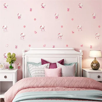 Самоклеящиеся флизелиновые обои Papel De Parede Теплого розового цвета для детской комнаты, спальни для девочек, фоновой стены гостиной, Беханга