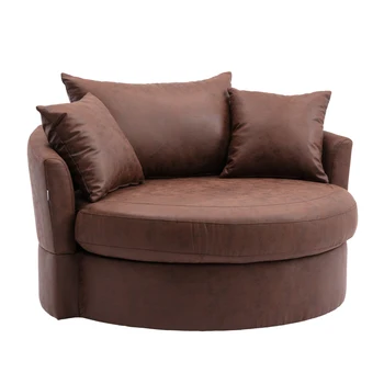 Кресло-бочонок Chocolate для гостиной отеля / Современное кресло для отдыха, Диван-кровать, Ткань, мягкая на ощупь, прочная, не мнется.