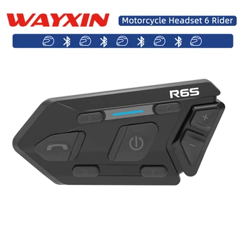 WAYXIN R6s Шлем Гарнитура Домофон Мотоцикл Bluetooth 1200 М 6 Всадник Домофон BT 5,0 Связь GPS Домофон Водонепроницаемый