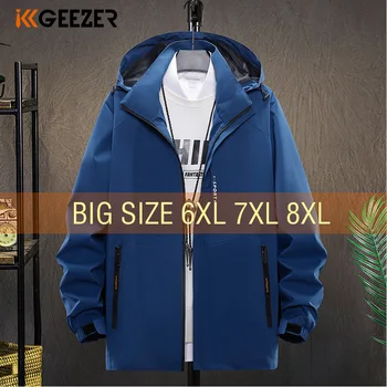 Мужская куртка, легкие походные пальто, плюс размер 6XL 7XL 8XL, Размер Оверсайз 2023, Уличная водонепроницаемая свободная мужская треккинговая куртка Softshell
