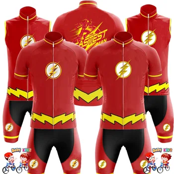 Новая форма детской велосипедной команды Red Flash, комплект велосипедной одежды, костюм из джерси Super Heros для велоспорта, летняя детская велосипедная майка Ropa