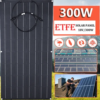 Гибкая солнечная панель мощностью 300 Вт Портативное зарядное устройство для солнечных батарей Разъем DIY для зарядки домашнего телефона Система питания Автомобиль Кемпинг