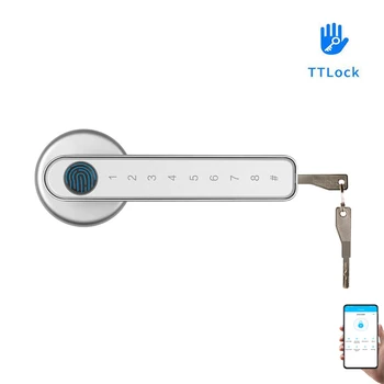 TTlock приложение Пульт дистанционного управления телефоном Смарт-отпечаток пальца Пароль Кодовый номер Замок с одинарной защелкой с ключом для внутренней деревянной двери Используется