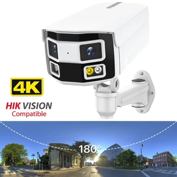 Наружная IP-камера 4K 8MP HD 4MP Wifi Панорамная камера безопасности с двумя объективами на 180 °, обнаружение движения, видеонаблюдение, приложение Videolink