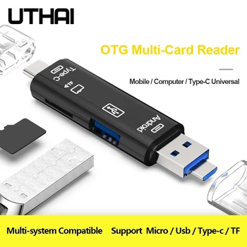 UTHAI C01 Type C /microUSB/USB 3в1 OTG Кардридер Высокоскоростной Универсальный OTG TF/USB для Расширения Компьютера Android