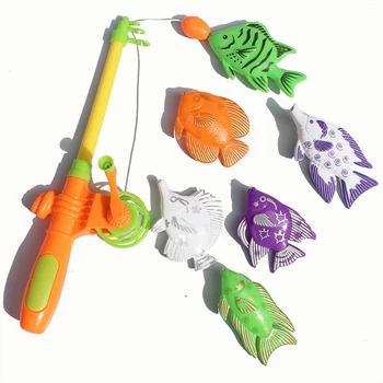 1 + 6 магнитных игрушек для океанской рыбалки в комплекте с игрушками для рыбалки на открытом воздухе в подарок для ребенка/малыша с удочкой