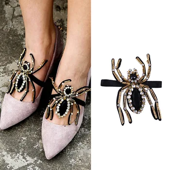 Высококачественная 1 пара страз-пауков для обуви на высоком каблуке, украшения для обуви своими руками, аксессуары для свадебной вечеринки