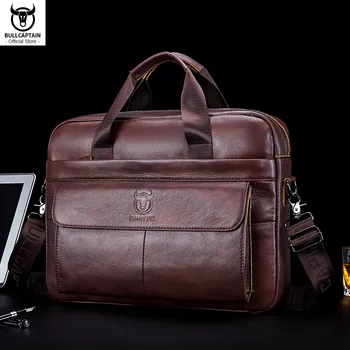 Мужская сумка BULLCAPTAIN из Натуральной Кожи, мужской портфель для ноутбука 14, Мужская Кожаная сумка-мессенджер, Бизнес-портфель для документов формата А4